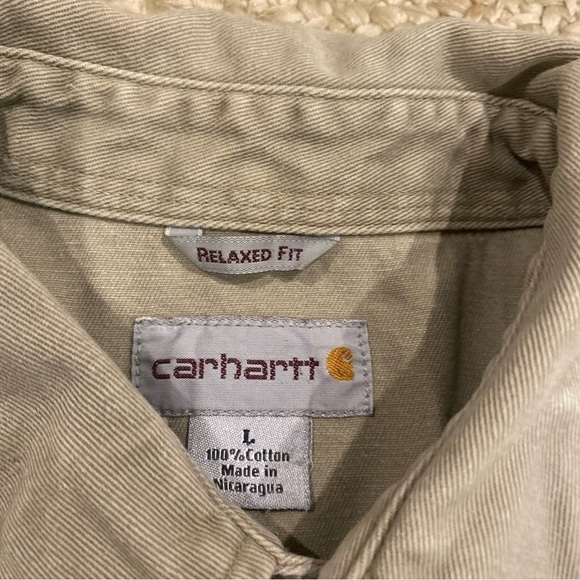 Carhartt Women's L Relaxed fit sage Shirt Button Down Long Sleeves Pockets - Picture 4 of 7